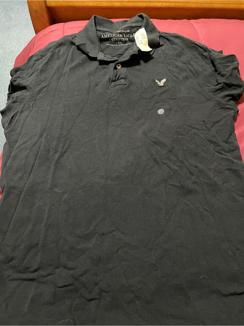 American Eagle Outfitters Black Men’s Polo with Embroidered Logo
